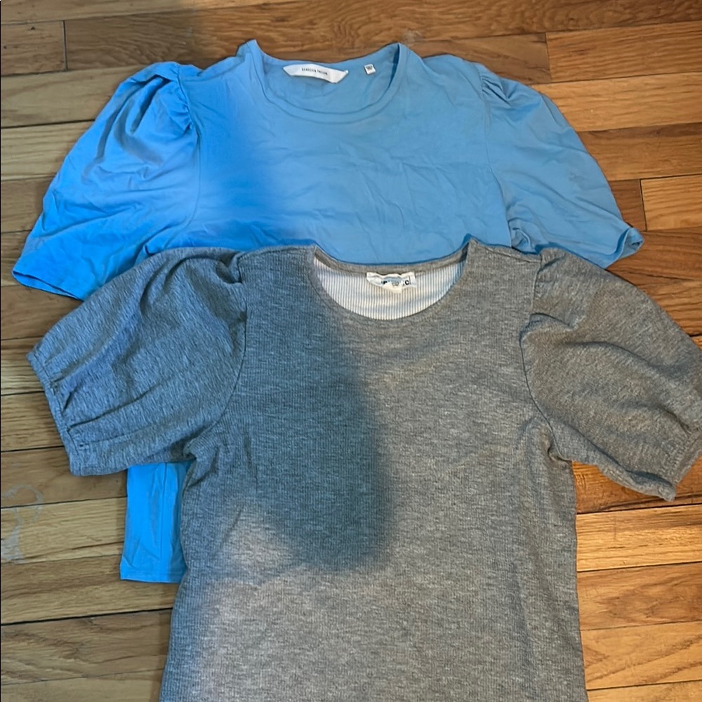 Women’s Blue and Gray Puff Sleeve Tops
